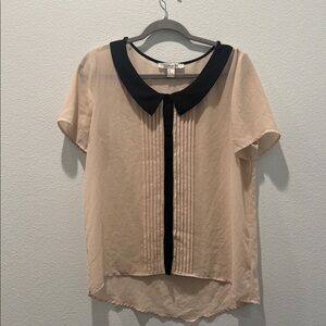 Forever 21 Cream Blouse with Black Collar